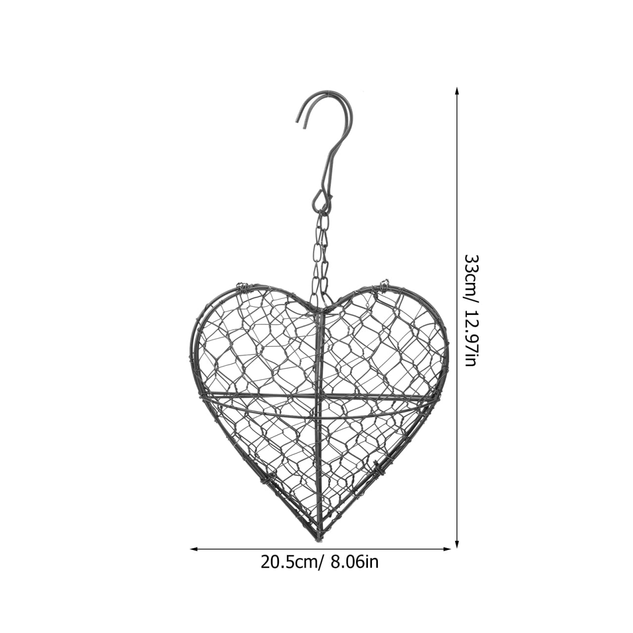 Mikikit Hanging Succulent Basket Heart Planter Wire Flower Holder Hanging Plant Holder Indoor Plant Decor