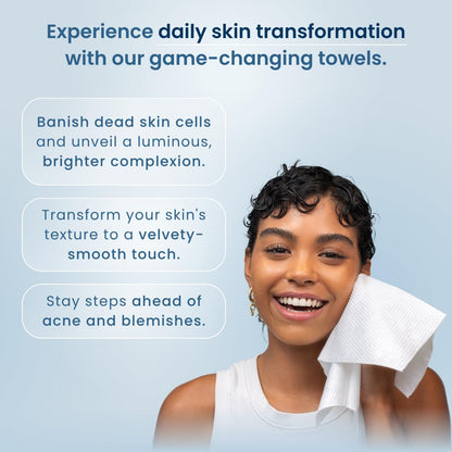 Clean Skin Club Clean Towels XL®, 100% USDA Biobased Face Towel, Disposable Face Towelette, Eczema Association Accepted, Makeup Remover Dry Wipes, Ultra Soft, 1 Pack, 50 Ct