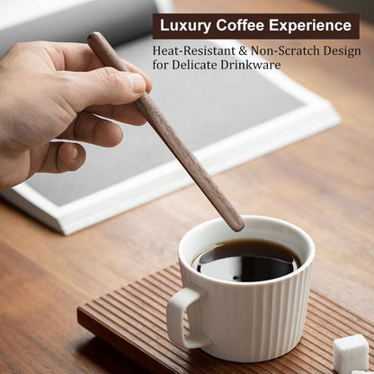 MIGAKU HOME Black Walnut Wood 4Pcs Coffee Stirrers 6″ Reusable & Multifunctional for Coffee, Drinks, Tea, Milk, Oatmeal, Crafts and Oil, butter spreader Great for jam, jelly, peanut butter etc.