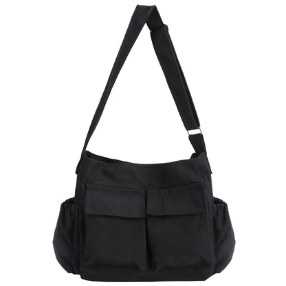 VODIU Canvas Messenger Bag Large Hobo Crossbody Bags for Women,Men, Shoulder Tote Handbags with Laptop Pocket Black