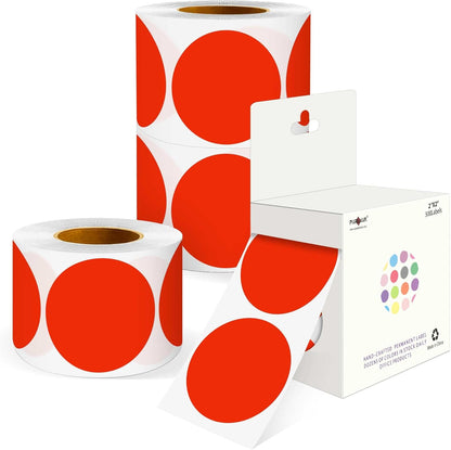 PARLAIM 2 inch Round Color-Code Dot Sticker Labels, 4 Rolls 2000 Adhesive Label Pack in Dispenser Box, Red