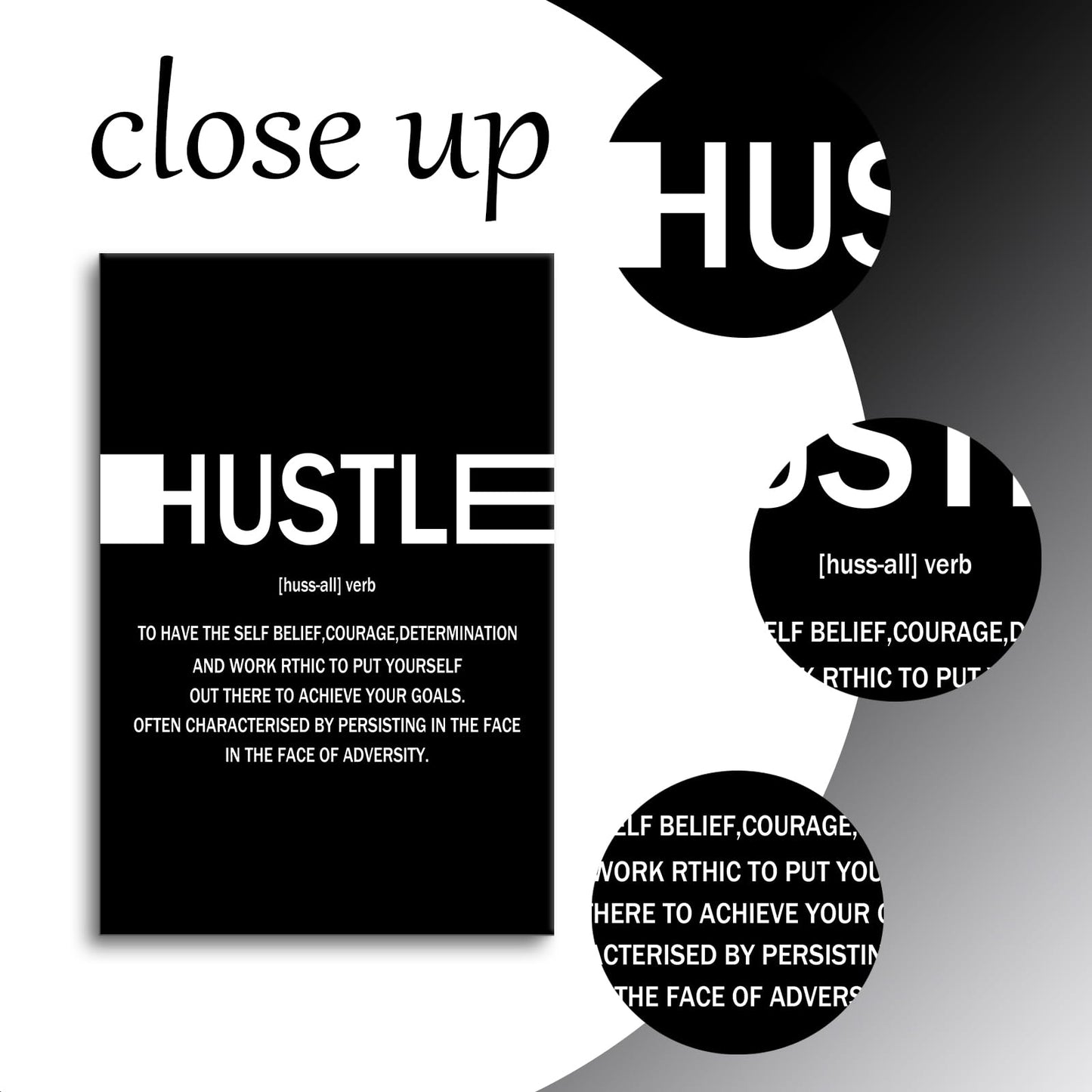 Hustle Entrepreneur Quotes Poster Print Motivational Pictures Painting Inspirational Canvas Wall Art for Modern Office Bedroom Living Room School Wall Decor Ready to Hang [24''Wx36''H]