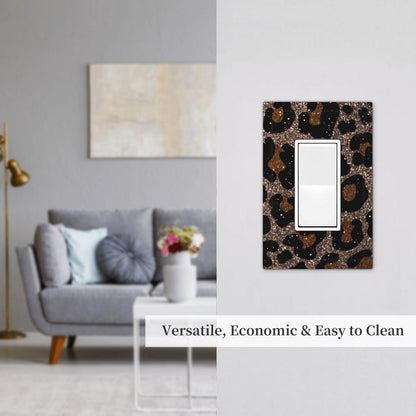 Animal Leopard Print Psychedelic Shine Decorative Outlet Covers 1 Gang Single Rocker Light Switch Cover Plate Wall Plates GFCI Faceplate for Farmhouse Bedroom Decor