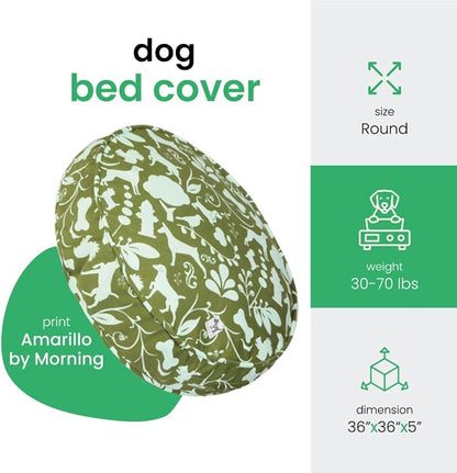 Molly Mutt Amarillo by Morning Dog Bed Duvet Cover, GOTS-Certified 100% Organic Cotton Canvas Cover for Dog, Puppy, or Cat Bed, Durable, Washable, and Free of Harmful Chemicals, Round, 36"x5"
