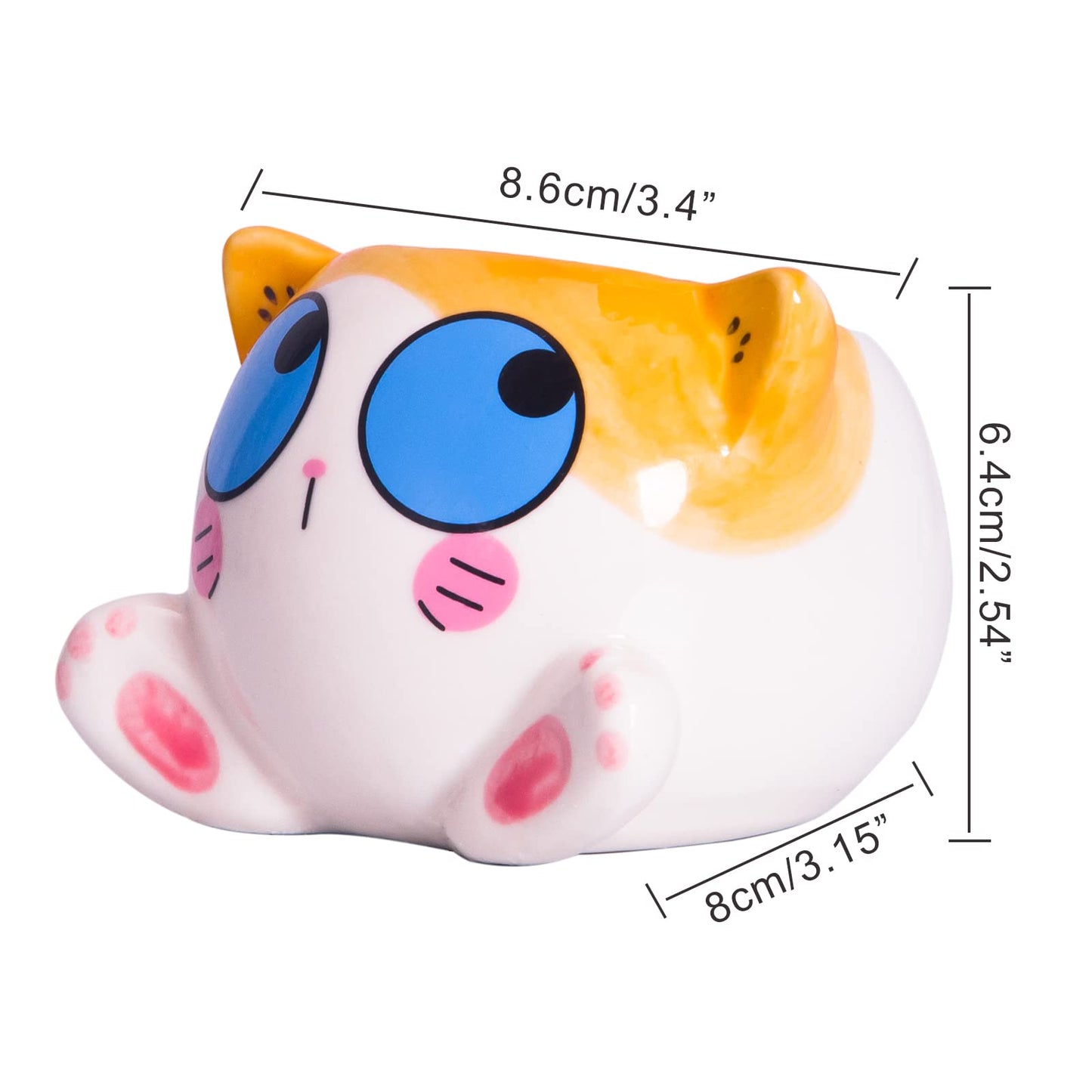 YINUOWEI Cute Succulent Pots with Drainage Cat Planters for Indoor Plants 3.4 Inch Tiny Animal Planters Mini Cat Pots Small Ceramic Flower Pot Cartoon Cactus Plant Pots Set of 6