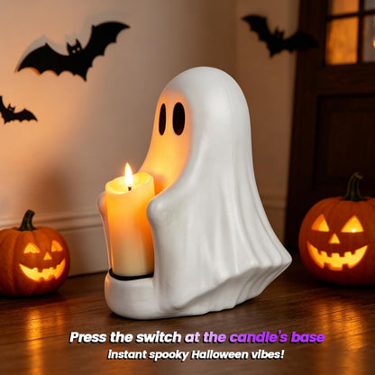 flashtoss Halloween Decorations Ghost Figurine Candle Holder, Cute Spooky Plastic Ghost Decor for Halloween Party Tabletop Home Indoor Decoration