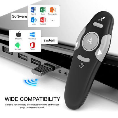QUI Presentation Clicker Wireless Presenter Remote Clicker for PowerPoint Presentation Remote, PowerPoint Slide Advancer for Mac/Windows/Google Slide/Keynote, Black, A