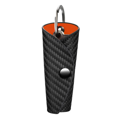Carbon Fiber Key Wrap Keychain, Silent Compact Key Organizer with PU Leather Interior for House Keys, Men & Women