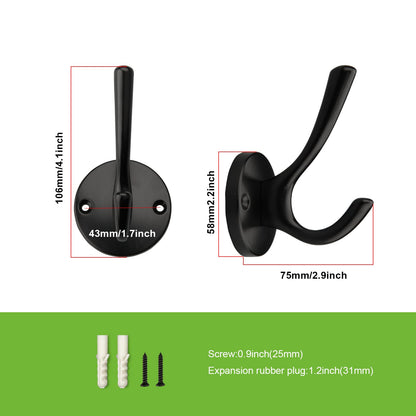 TUNNY 5 Pack Round Coat Towel Hooks - Matte Black Coat Hooks for Hanging Coats Towel Hooks for Bathroom Wall Mounted Zinc Alloy Bath Towel Hooks Robe Clothes Hook Holder Heavy Duty Wall Hooks