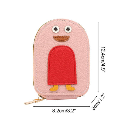 DONGKER Cute Penguins Card Coin Holder,PU Zippered Cartoon Penguin Accordion Card Wallet Built-in 11 Card Slots for Men Women