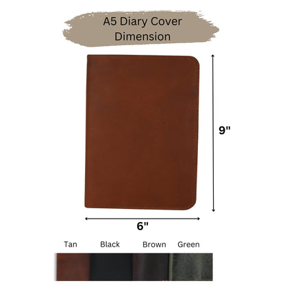 CestAntiQ, Leather Journal Cover | (5.75"x8.25") Notebook Medium A5 | Refillable Cahier | Leather Bound Journal cover for Travelers Writers | Gift for Anyone (Black)