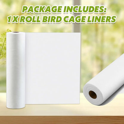 Drydiet 100 ft x 11 Inch Bird Cage Liner Disposable Cages Cushion Pad Mat Precut Absorbent Bird Cage Paper Large Parakeet Cage Liners Accessories for Pet Animal Bird Parrot (White)