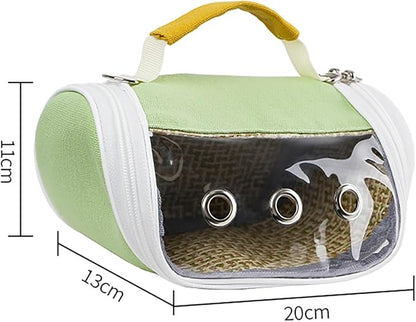 Bird Travel Cage Carrier with Clear Window – Lightweight Foldable Parrot Backpack, Breathable Portable Small Bird Travel Bag with Side Pockets and Perch(Yellow)