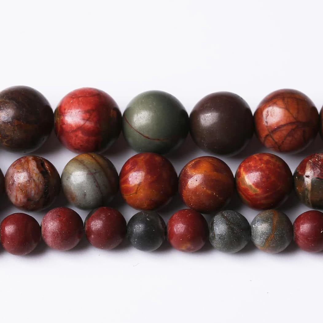 32PCS 12MM Natural Picasso Jasper Round Loose Stone Beads for Jewelry Making DIY Energy Stone Healing Power Bracelet 15"