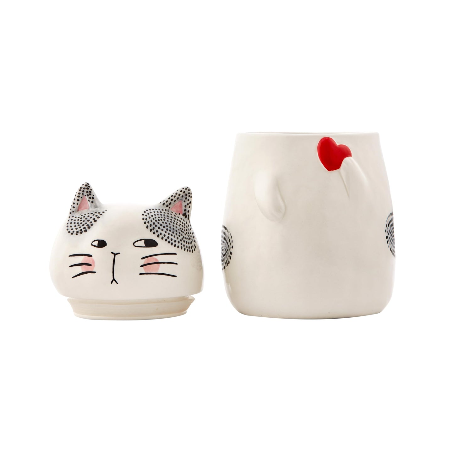 Bico Cartoon Cat Handpainted Stoneware Air Tight White 10.2 inch Cookie Jar, Dishwasher Safe, for storing Cookie, Candy, Coffee