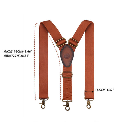 Tourbon Men's Y Back Suspenders - 1.4 Inch Elastic Adjustable Straps with 3 Metal Snap Hooks, Heavy Duty Western Braces for Jeans, Pants & Formal Wear