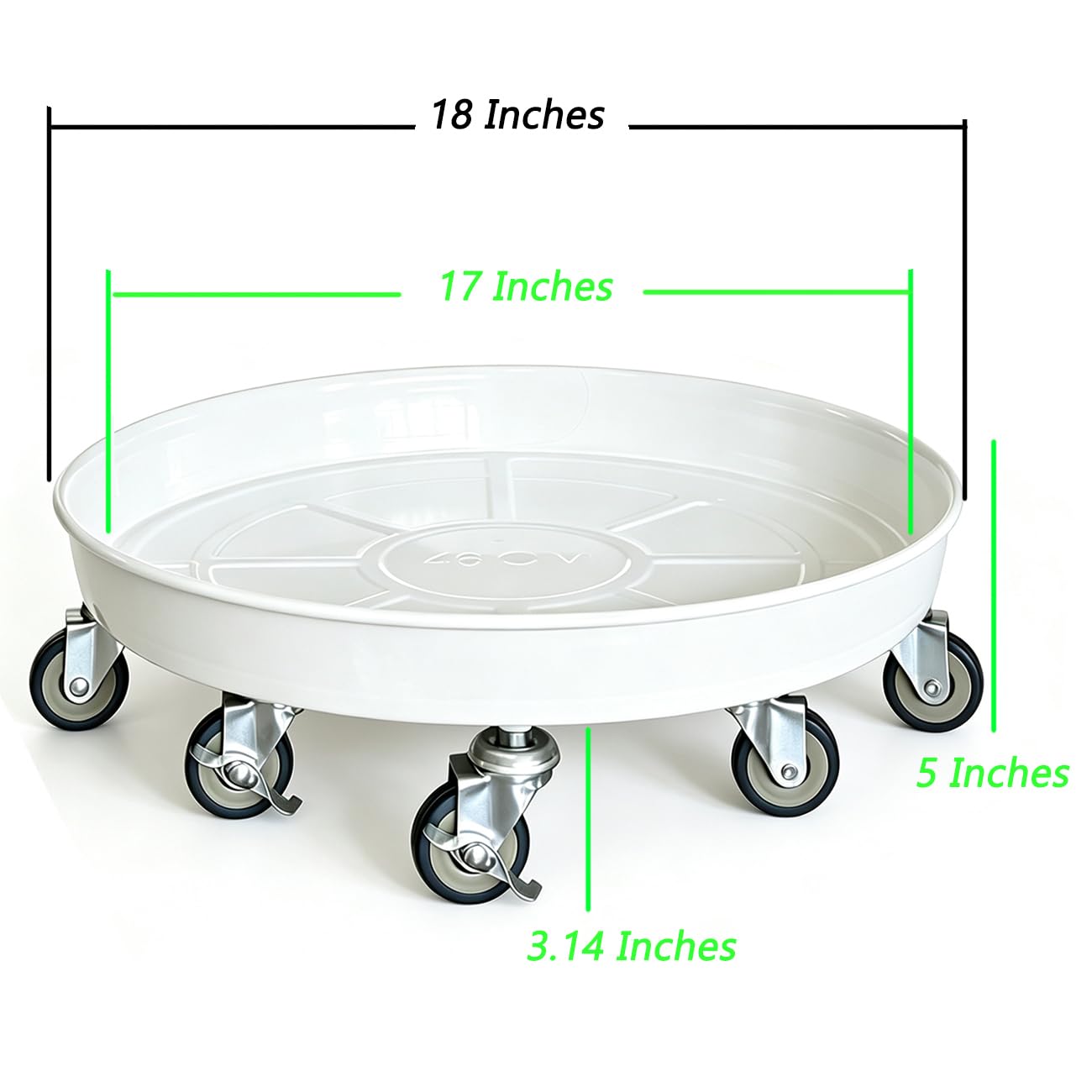 SKAFORZ Rolling Planter Caddy(470lbs Capacity), Heavy Duty Metal Plant Stand with Brake Wheels Plant Dolly Mover Plant Pot Tray Saucer for Indoor Outdoor 18inches White