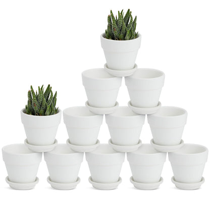 Juvale Mini Terracotta Pots - Pot with Drainage Hole - Versatile Succulent & Herb Planter - Paintable White Planter for Custom Decor - Pack of 12, White, 2.9 x 2.9 x 2.5 in