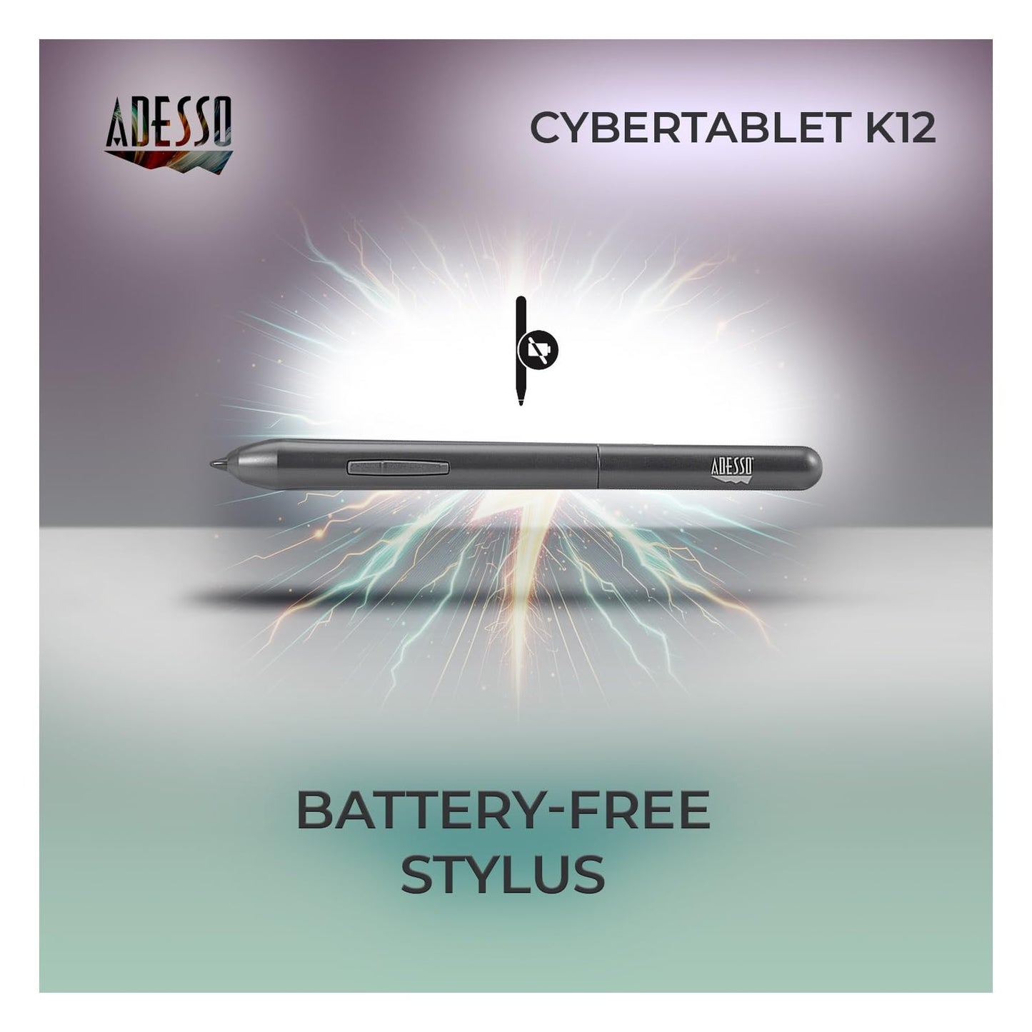 Adesso Large Graphics Drawing Tablet Pad 12 x 7 Inch 8192 Levels Battery-Free Pen, 8 Customizable Keys with Scroll Wheels, Black, Compatible with PC/Mac/Android OS for Painting, Designing, Black
