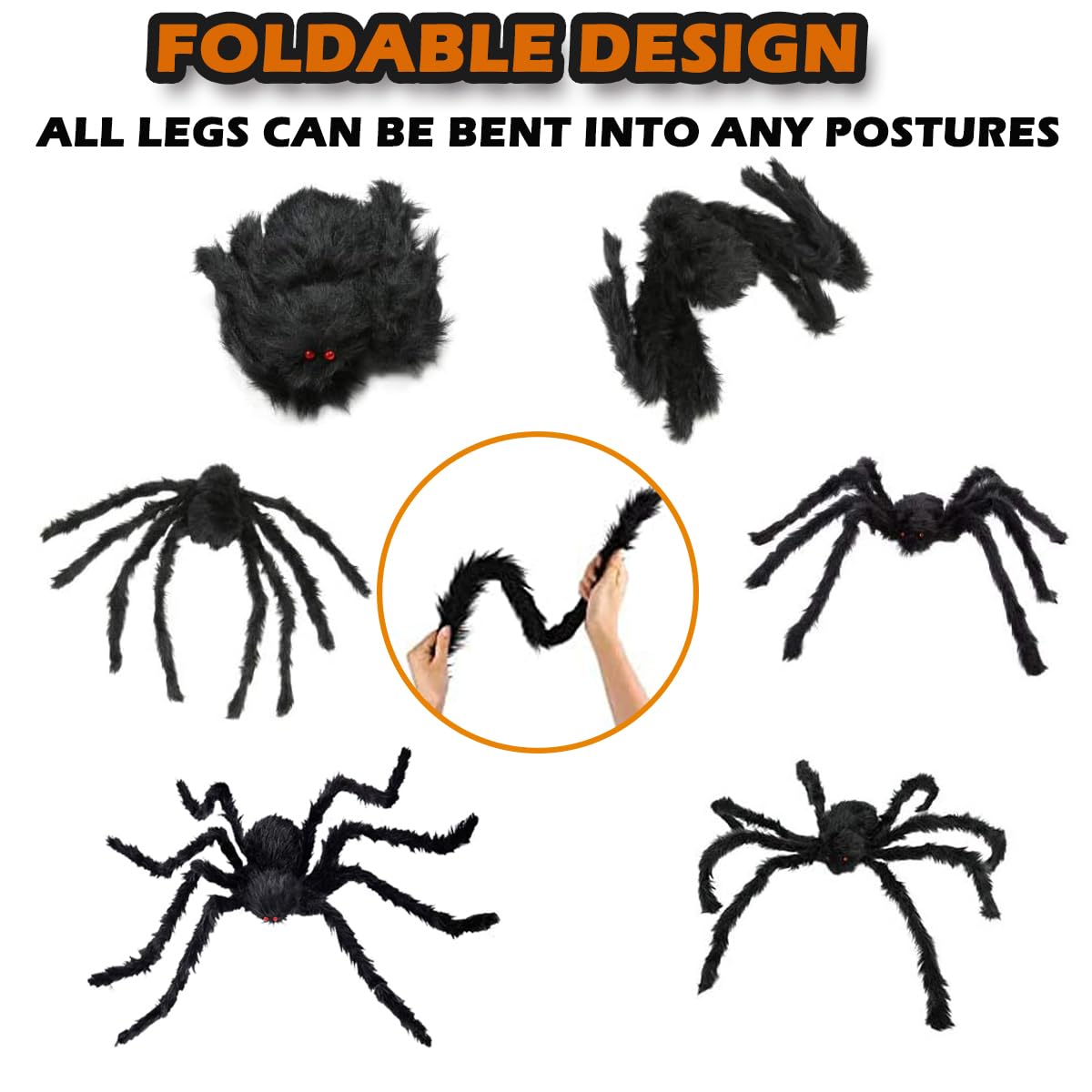 Halloween Outdoor Decorations Giant Spider, 10Ft Scary Large Spider Props for Yard Lawn Halloween Outside Decor and Indoor Party Decor, Black