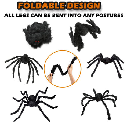 Halloween Outdoor Decorations Giant Spider, 10Ft Scary Large Spider Props for Yard Lawn Halloween Outside Decor and Indoor Party Decor, Black