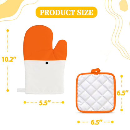 Goose Oven Mitts and Pot Holders 4 pcs Set, Heat Resistant Kitchen Gloves, Funny Novelty Animal Oven Mitts, Recycled Cotton Infill Silicone Non-Slip Gloves for Cooking Baking Grilling, Gift (Yellow)
