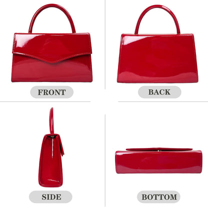 BYWAUQI Evening Clutch Purses for Women Patent Leather Purse Black Clutch for Formal Prom Wedding Party Brida Cocktail(Red)