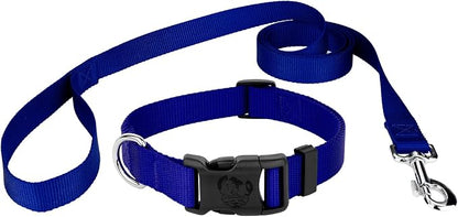 Country Brook Petz - Everyday Nylon Dog Collar and Leash - 10+ Cool Colors (1 Inch, Large, Bright Royal Blue)