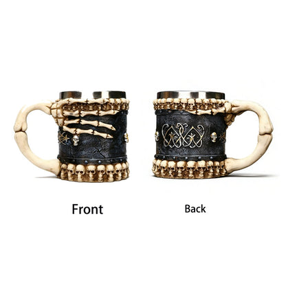 BVSTJIUJI Black Vintage Mug with White Skeleton Hand Design 450ml - Fantasy Style Halloween Party Drinkware for Coffee Tea Hot Beverages