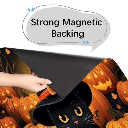 Dishwasher Magnet Cover Halloween Pumpkin Pattern Cut Cat Decorative Magnetic Dishwasher Sticker Front Dishwasher Door Cover 23"x26" for Refrigerator Panel Washing Machine Kitchen Decor