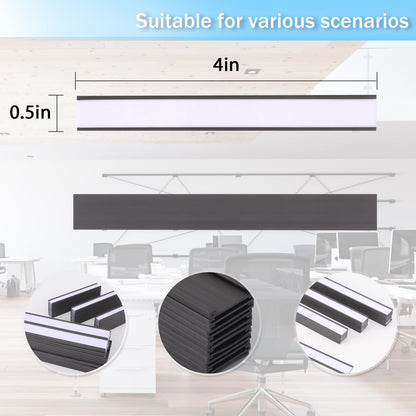 Eeoyu Magnetic Label Holders with Magnets Magnetic Data Card Holders with Clear Plastic Protectors for Metal Shelf, Whiteboard, Set of 50 (0.5 x 4 Inch)