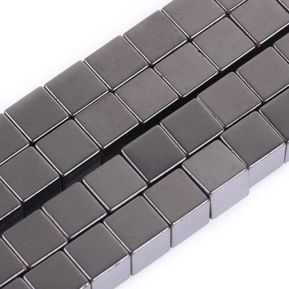 HAAMIIQII 50pcs 8mm Natural Black Hematite Loose Gemstone Beads Square Shape Spacer Stone Beads for Jewelry Making DIY Bracelets Necklaces Crafting