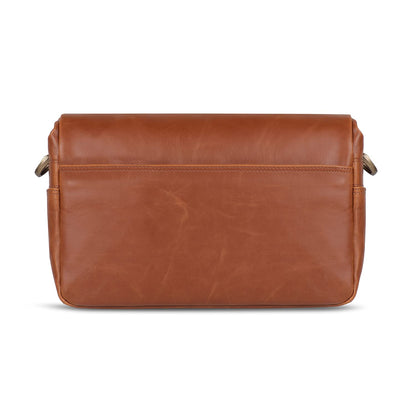 MegaGear MG1525 Leather Camera Messenger Bag for Mirrorless, Instant and DSLR Cameras - Light Brown, Compact,LightBrown