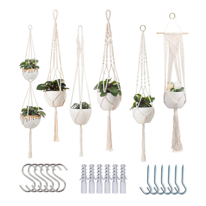 feedee Macrame Plant Hangers Indoor Macrame Hanging Planters for Indoor Plants, 6 Pack Hanging Plant Holders Indoor Hanging, Macromay Plant Hangers for Indoor Plant Hanger, Outdoor Flower Pots Holder