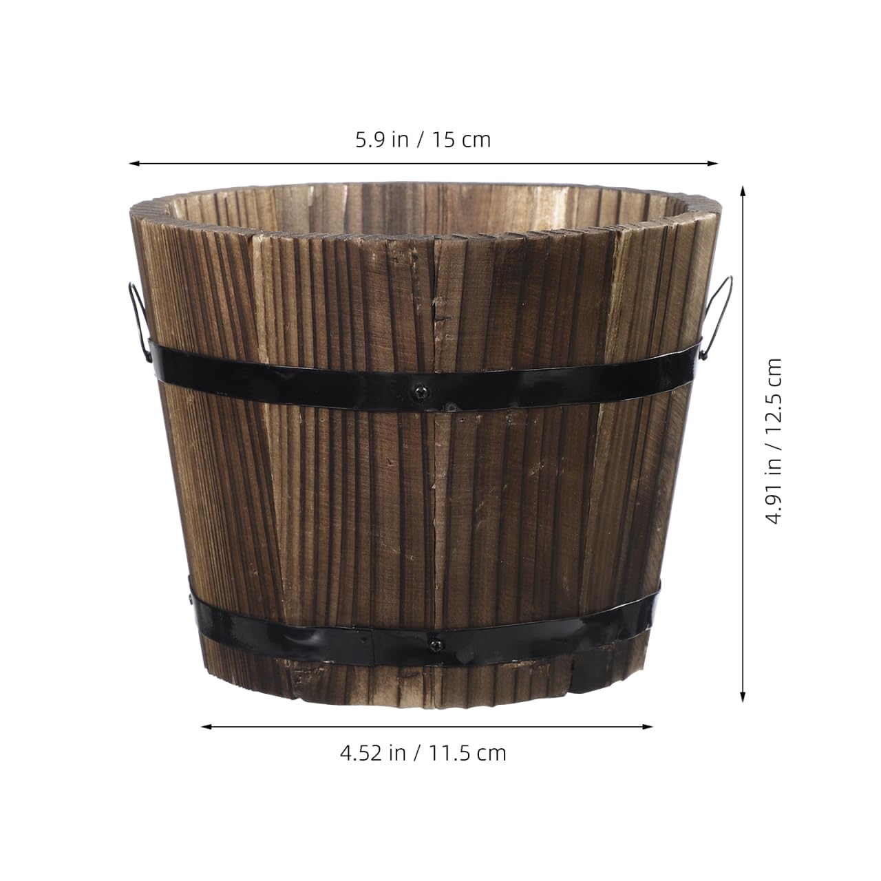 Healeved Wooden Round Barrel Planter Flower Pot for Succulents with Permeable Bottom 7.08X7.08X5.9 Inches Indoor Outdoor Home Office Garden D Cor