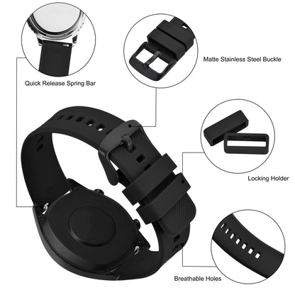 BISONSTRAP Watch Strap 19mm, Quick Release Silicone Watch Bands for Men Women (Black, Black Buckle)