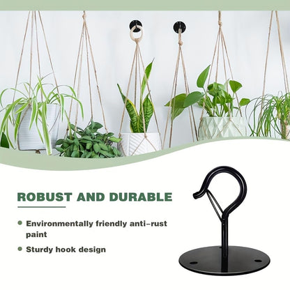 Taeekiy Ceiling Hooks for Hanging Plants Holder with Safety Buckle,Ceiling Decor Hook Heavy Duty,Metal Plant Hanger Indoor&Outdoor.Hooks for Hanging Plants,Wind Chime,Bird Feeders (Black, 2PCS)