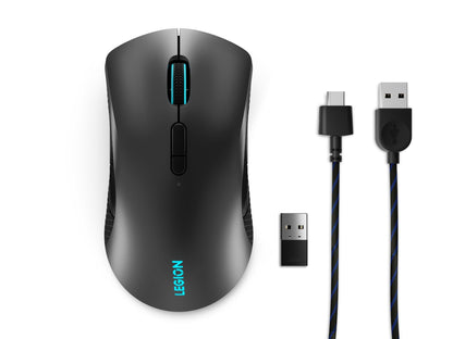 Lenovo Legion M410 Wireless RGB Gaming Mouse – 6 Button Palm Grip Mouse with 16,000 DPI, 53 Hour Rechargeable Battery, 2-Zone RGB Lighting, NVIDIA Reflex Compatible