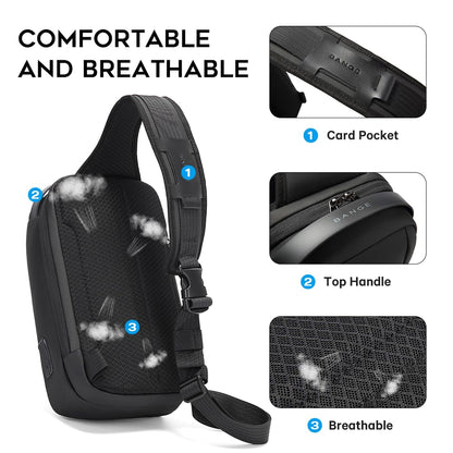 BANGE Fashion Sling Bag, Waterproof Shoulder bag, Crossbody Backpack for Men