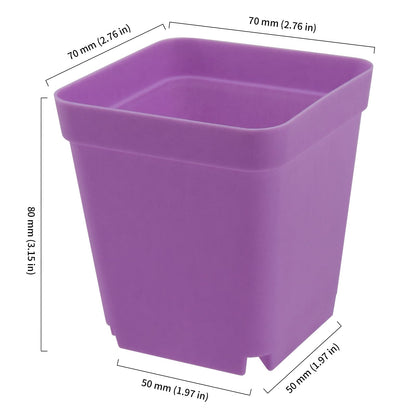 HOIGON 100 Pack 3 Inch Purple Square Nursery Pot, Durable Thickened Plastic Nursery Pots with Drain Holes, Small Square Planting Containers for Flower Tomatoes Basil