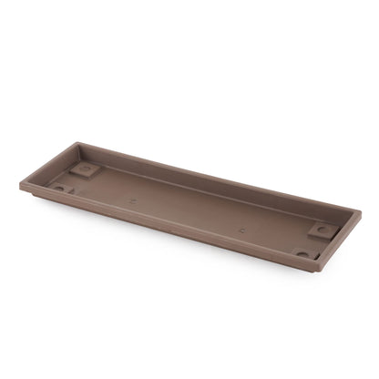 The HC Companies Venetian Rectangular Plant Tray - Lightweight Plastic Plant Saucer - Plant Drip Trays for Drainage -UV Resistant Pot Saucer for Indoor & Outdoor Use (23.5" Chocolate, Pack of 1)