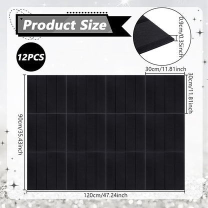 UNICRAFTALE 12 Pcs Black Felt Bulletin Board 12x12 Inch Self-Adhesive Felt Tiles Pin Board Squares for Home Office Classroom Display