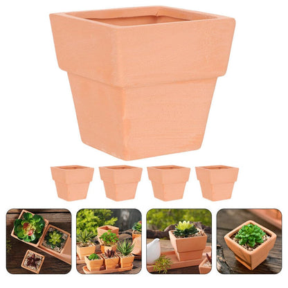 GANAZONO 5pcs Small Terracotta Pots Square Clay Pots Ceramic Flower with Drainage Holes Cactus Nursery Planter Succulent Terracotta Plant for Outdoor Indoor