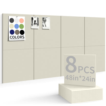 Large Bulletin Board 48"x 24" Cork Boards for Walls, 8 Pack Felt Wall Panels Photo Board, Cork Board for Office Home Pin Board