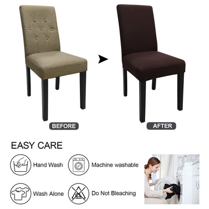 Keyroal Dining Room Chair Covers Set of 4, Stretch Solid Color Parsons Chair Slipcovers Spandex Removable Washable Kitchen Chair Protector Cover for Dining Room, Hotel, Ceremony(Coffee)