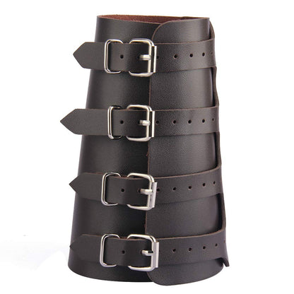 HOEACXY Viking Bracers for Men Medieval Leather Bracers Buckles Leather Arm Guards Cuff Gauntlet Wristband Armband for Men Women 1 Pair brown