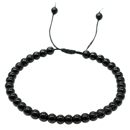 Amazing Gemstone Black Obsidian Anklet Ankle Bracelets for Women - Waterproof Beaded Healing Crystal Anklets, Plus Size Chakra Gemstone Bead Anklet (Stretchy Adjustable - Plain)