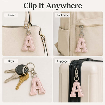 PYNASA Stainless Steel Initial Leather A-Z Charm Keychain for Women Men,Cute Initial Letter Pendant Purse Charm Key Chain Jewelry Accessories Gifts (A)