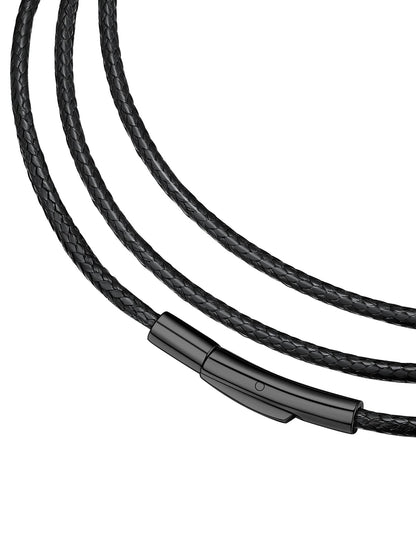 FaithHeart Black Necklace String for Men Wax Rope Chain Classic Fashion Choker Neck Charms 20inch