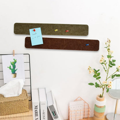 Vuzvuv 8 pcs Bulletin Board Bar Strips with 50 Pushpins & 10 Wooden Clip pins，Self Adhesive Cork Board for Wall，Felt Pin Board for School，Office Decor(Coffee-Brown White)